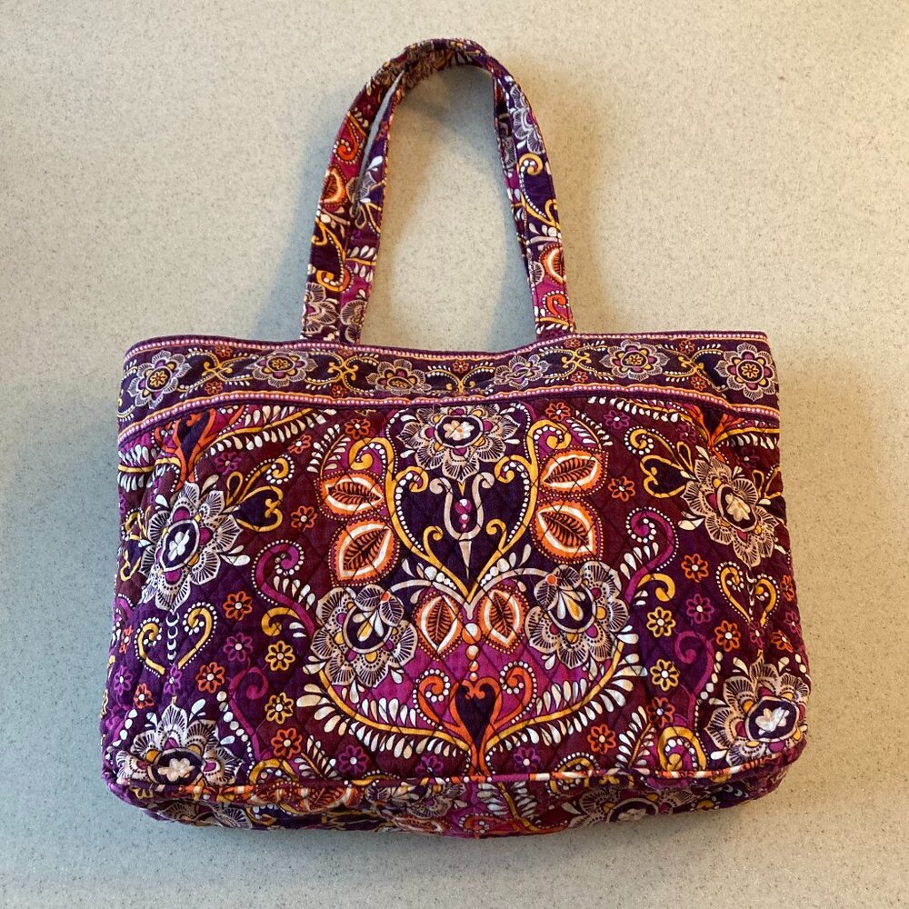 Vera Bradley Tote Shoulder Bag Purple Safari Sunset - Picture 6 of 14